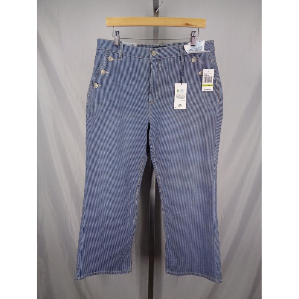 Curve Appeal Stripe HIgh Rise Kick Flare Ankle Jeans Size 14 New